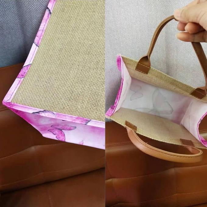 το προσαρμοσμένο σχέδιο στην πλευρά ή στο μπροστινό χονδρικό καλλυντικό αγορών γιούτας λινού κάνναβης πολυεστέρα tote τοποθετεί σε σάκκο